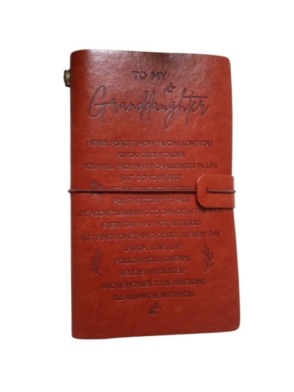 Embossed 'To My Granddaughter' Leather Journal - Brown